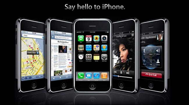 "Say Hello to iPhone" do site da Apple em 1998.