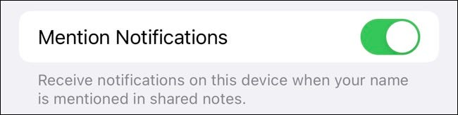 Ative ou desative as notificações de menção para o Apple Notes