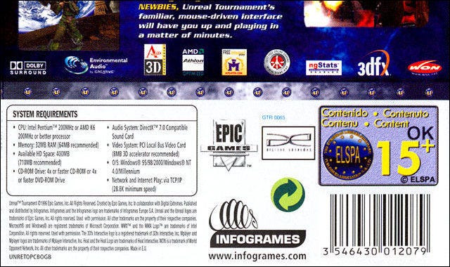 Especificações do sistema Unreal Tournament (1999)