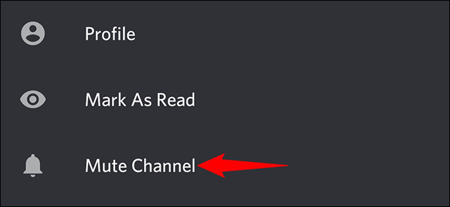 Escolha "Mute Channel" no menu.