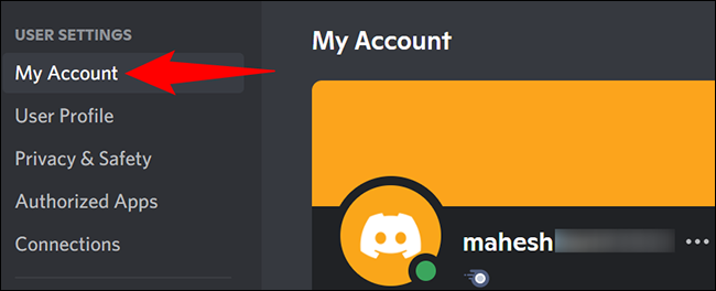 Choose "My Account" from the left sidebar.