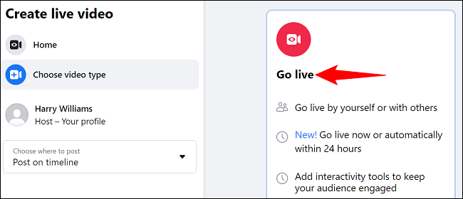 Escolha "Go Live" à direita.