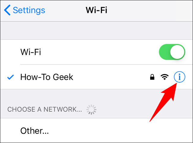 Choose "i" next to the network name.