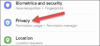 Toque em "Privacidade".