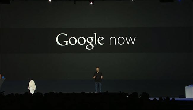 Demonstração do palco do Google Now.