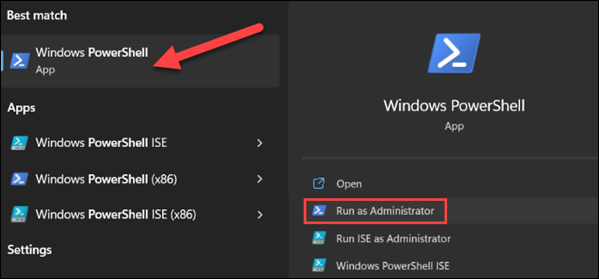 Execute o "PowerShell" como administrador.