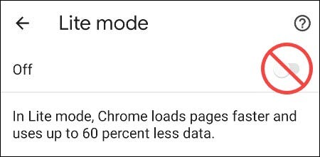 Alternar o modo Lite no Chrome.