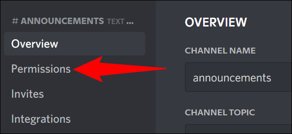 Escolha "Permissões" na barra lateral esquerda.
