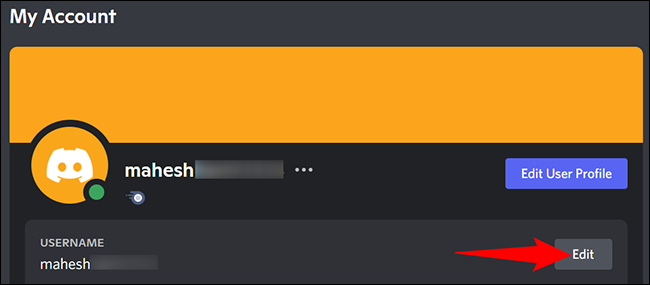 Select "Edit" next to "Username."