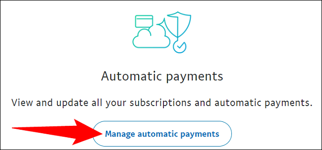 Escolha "Gerenciar pagamentos automáticos".