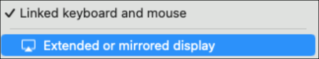 Opção de Espelho Estendido ou Exibição Espelhada do macOS