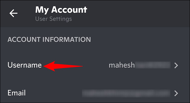 Select "Username" at the top.