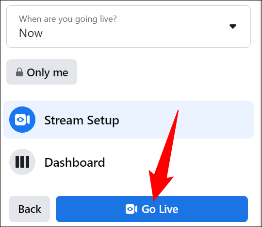Selecione "Go Live" no canto inferior esquerdo.