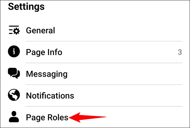 Tap "Page Roles" in "Settings."