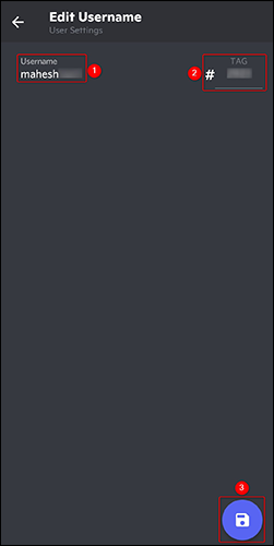 Change the Discord username on mobile.