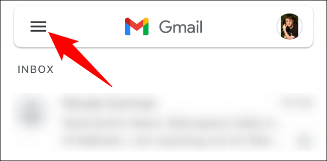 Selecione o menu de hambúrguer no Gmail.