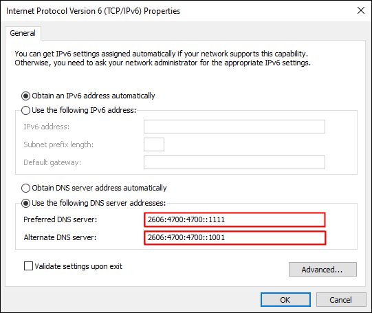 Servidor DNS IPv6 do Google