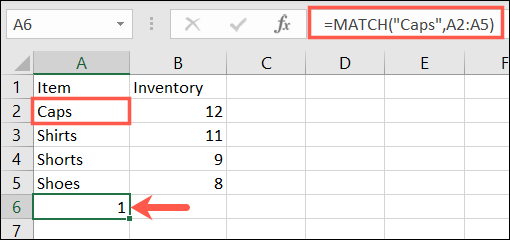 MATCH para encontrar texto no Excel