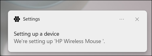 The pop-up message telling you the mouse is connecting.