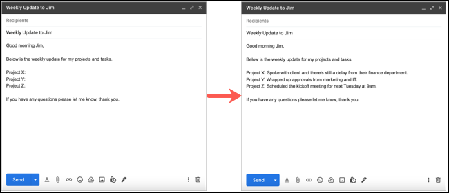 Usar um modelo no Gmail
