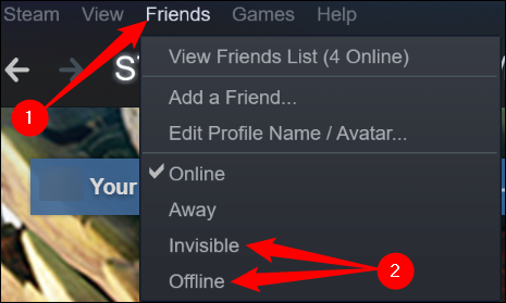 Clique em "Amigos" e selecione "Invisível" ou "Offline".