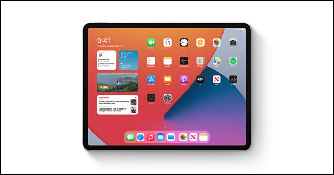 Um iPad da Apple executando o iPadOS 14