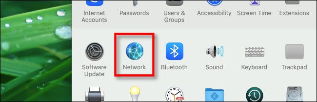Em Preferências do Sistema Mac, selecione "Rede".