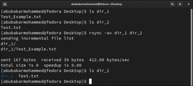 rsync copia um diretório para o diretório