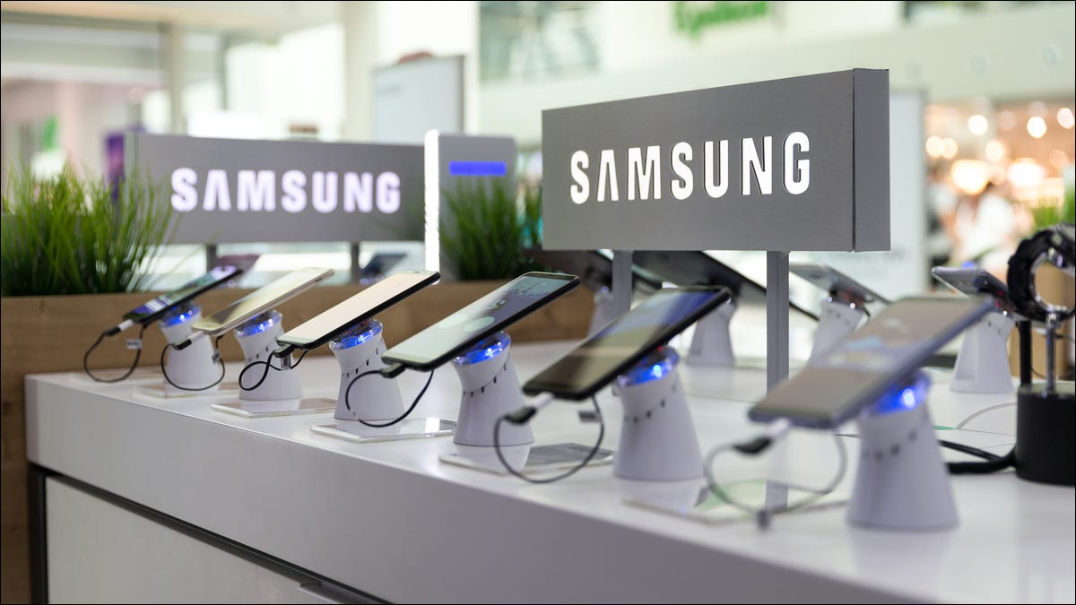 Telefones Samsung em exibição