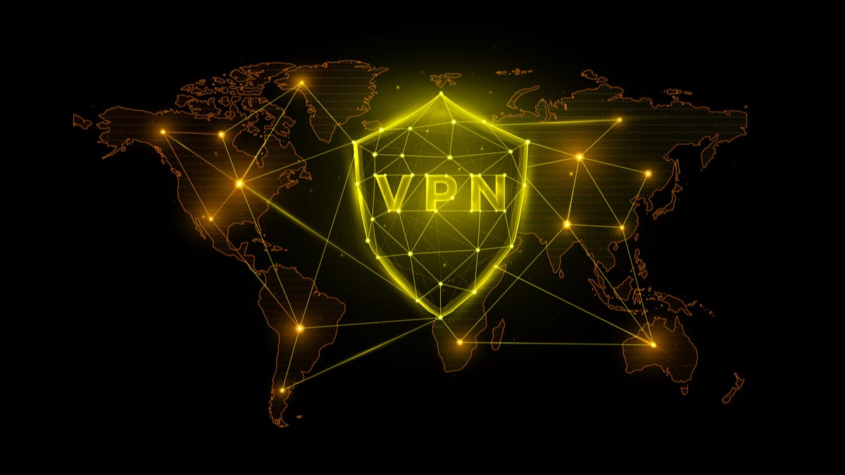 VPN connections symbolized over a world map.
