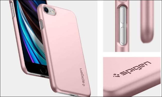 Estojo fino Spigen rosa para iphone se