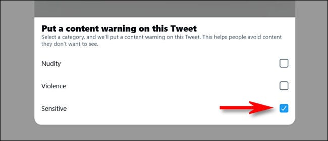 Verifique as caixas de aviso de conteúdo que você precisa no Twitter.