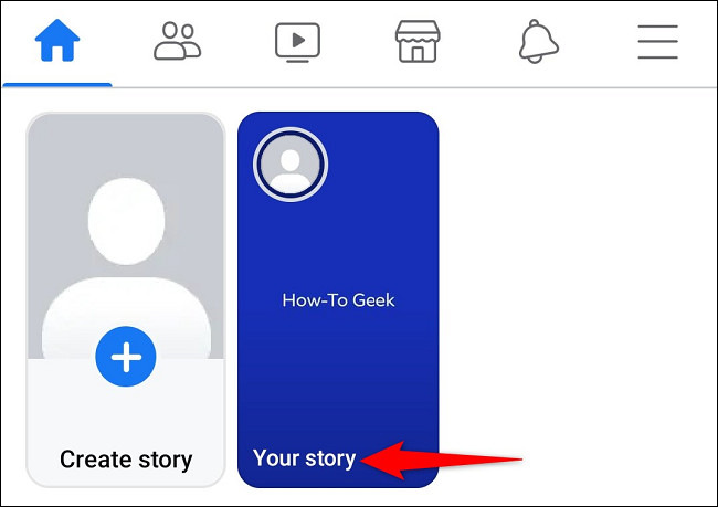 Selecione "Sua história" na parte superior.