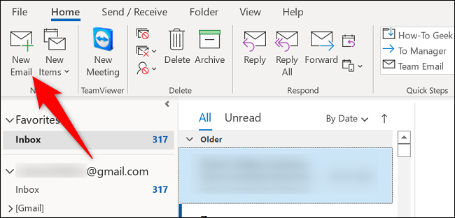 Selecione "Novo e-mail" no canto superior esquerdo.