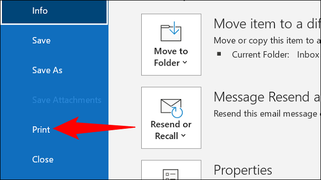 Selecione Arquivo > Imprimir no Outlook.