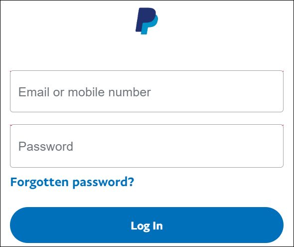 Faça login na conta do PayPal.