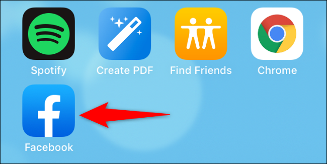 Toque e segure no aplicativo do Facebook.
