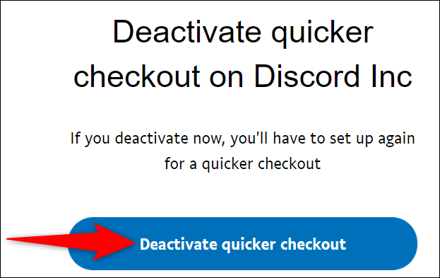 Clique em "Desativar o Checkout mais rápido".