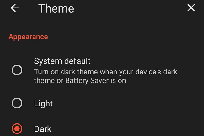 Modo escuro no Brave no celular.