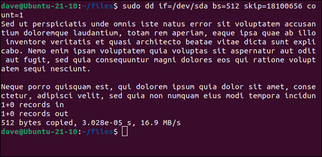 Lendo os dados de um bloco de disco rígido usado por um arquivo excluído