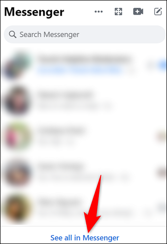 Escolha "Ver tudo no Messenger" na parte inferior.