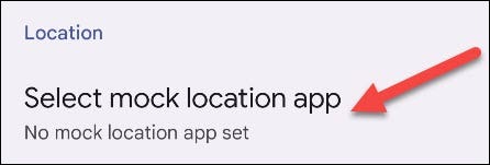 Selecione "Selecionar aplicativo de localização simulada".