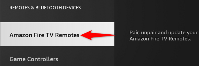 Selecione "Controles remotos da Amazon Fire TV".