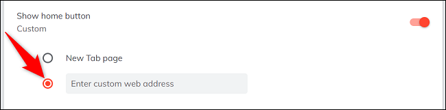 Ative "Digite o endereço da Web personalizado".