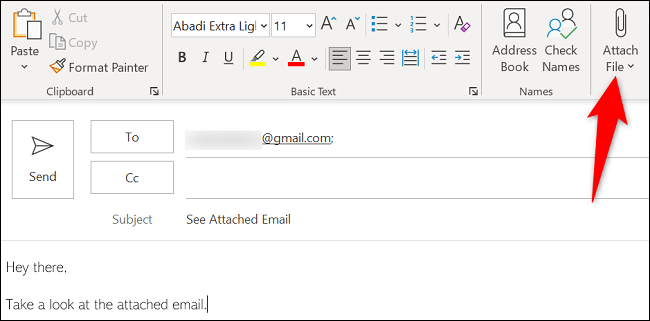 Anexe o e-mail do Gmail baixado a um novo e-mail.