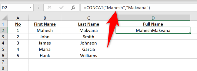 Mesclar valores com CONCAT.