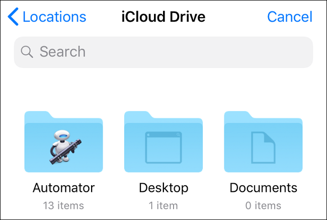 Escolha um arquivo no iCloud Drive.