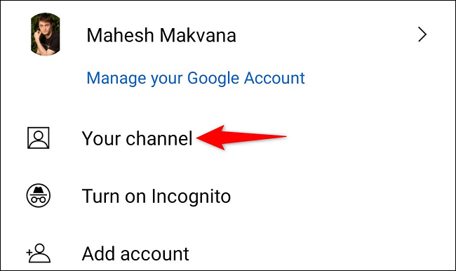 Escolha "Seu Canal" no menu.