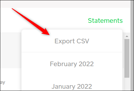 Clique em Exportar CSV.