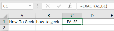 EXACT com False devido a letras maiúsculas